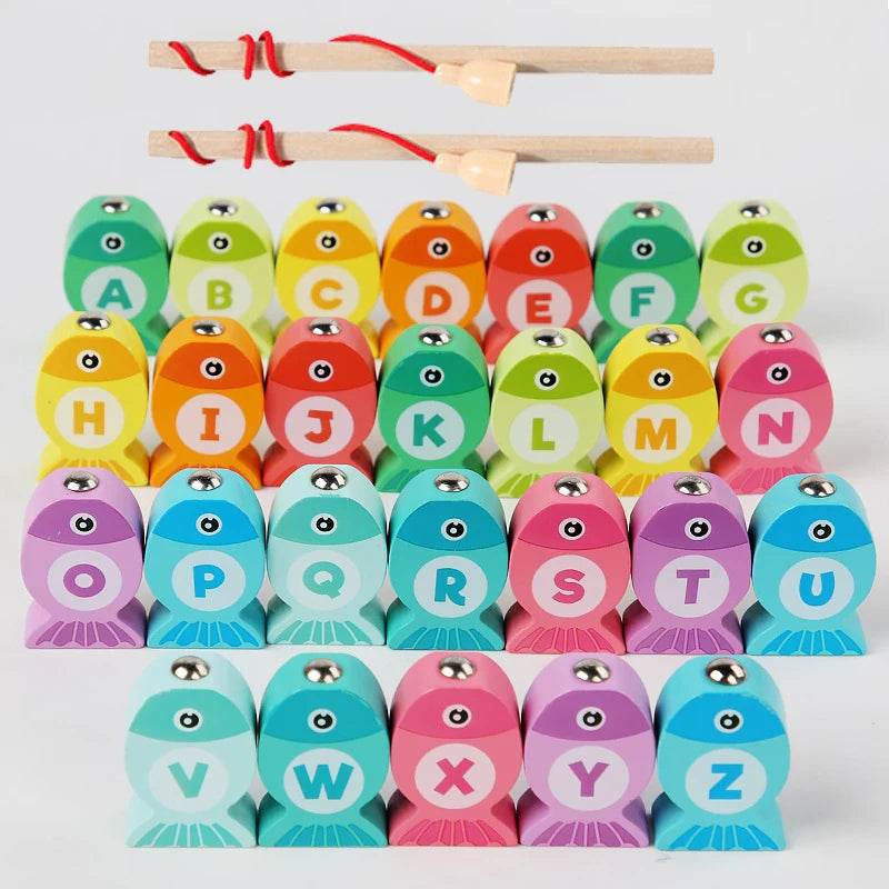 Kids Wooden Fishing Game Toys Gifts Early Education Alphabet Numeric Cognitive Toys Children Interactive Games Toys for Gifts - AIAZ