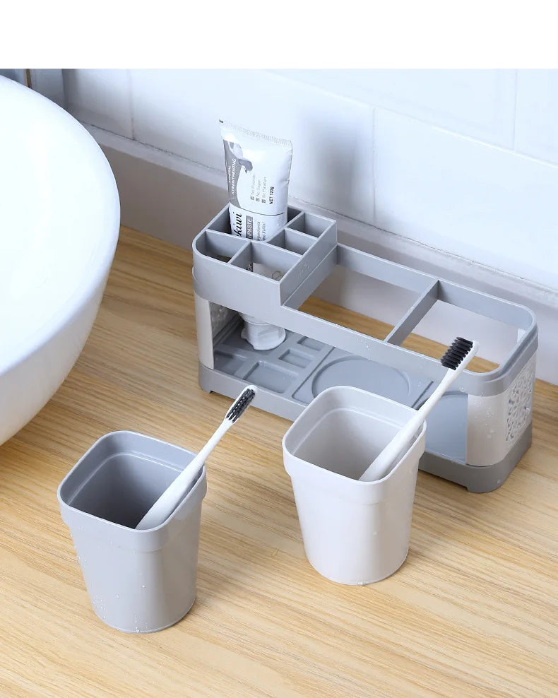 Washing Cup Toothbrush Holder Set Creative Family Couple Mouthwash Cup Home Dental Set with Two Cups Bathroom