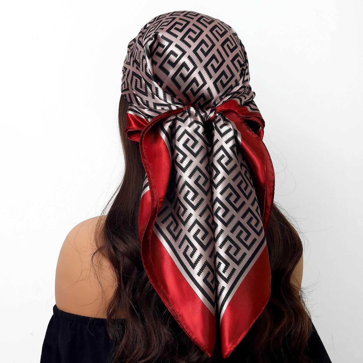 New 90*90cm Retro Brand Women Silk Scarf Bandanna Fashion Bohemian Pattern Square Hijab Lady Wrap Headband foulard muffler - AIAZ