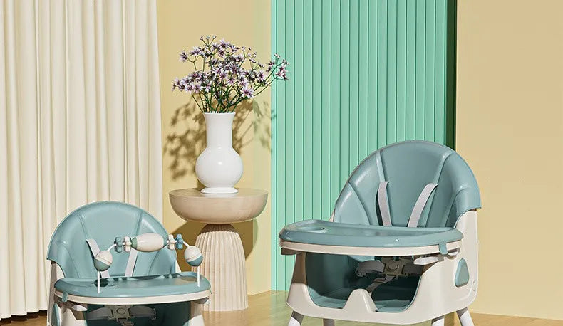 Portable Kids Dining Chair,Reinforced Steel Frame Non-Slip Base,Foldable with Wheels Adjustable Tray,Multi-Use Highchair