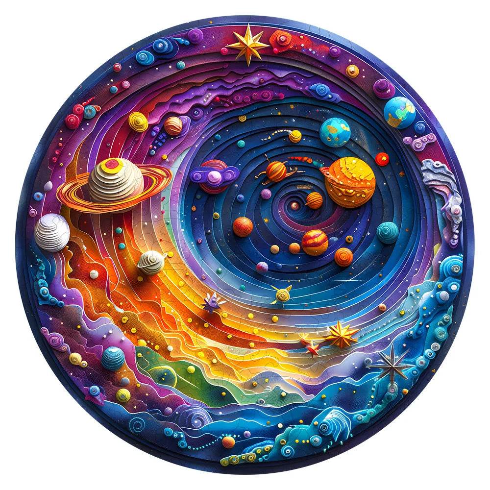 A Space Themed Wooden Puzzle Suitable For Adults - Challenging Irregular Shaped Intellectual Puzzle, Environmentally Friendly - AIAZ