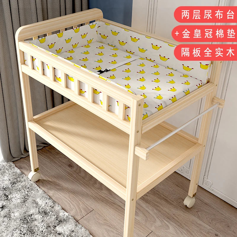 ZZ solid wood diaper changing table mobile care bath massage multi-functional baby newborn changing table