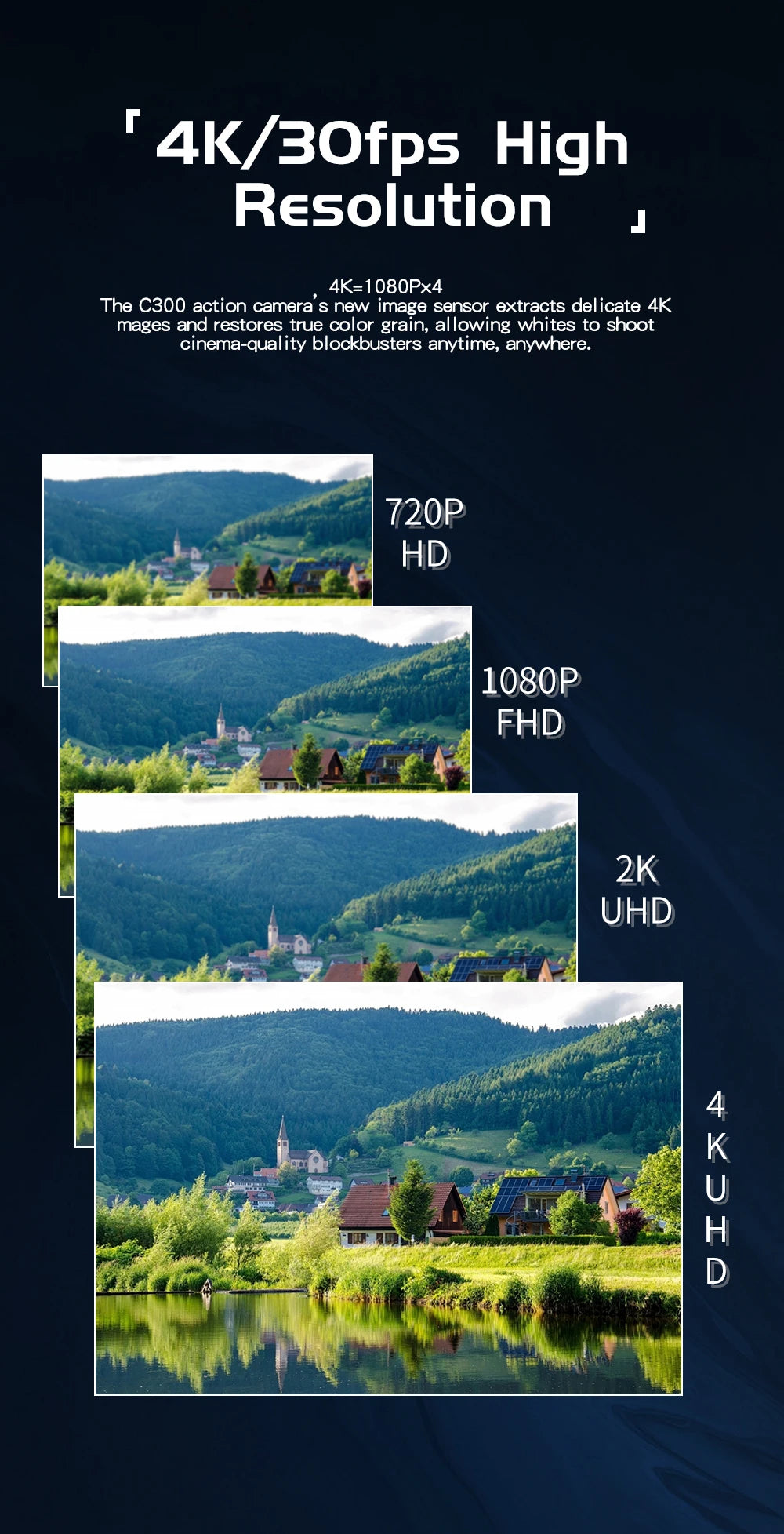 SJCAM C300 Pocket Action Camera 4K FHD With Long Battery Life Video 30M Waterproof 5G WiFi Camera Sport Action Cam