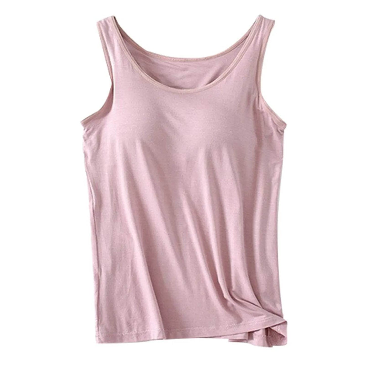 Womens Tank Tops 2025 Summer Casual Crew Neck Sleeveless Camisole With Built In Bras Plus Size Casual Bandeau Tops For Women - AIAZ