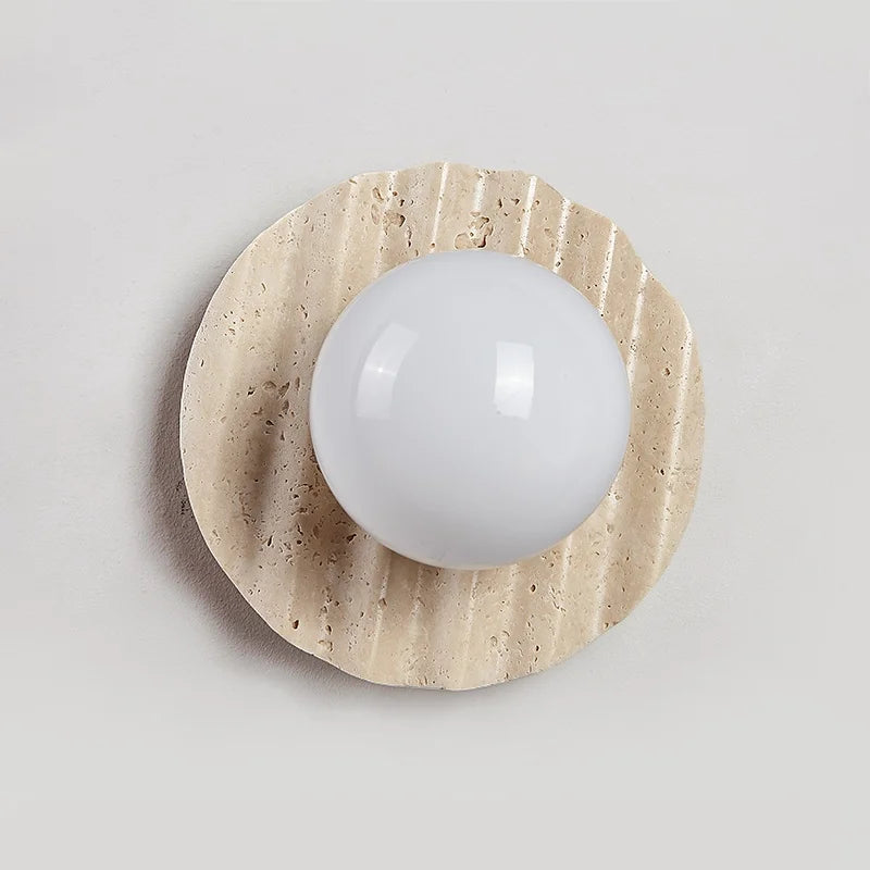 IWHD Yellow Cave Stone LED Wall Lamp Sconce Pull Chain Dining Room Coffee Nordic Modern Simple White Glass Stair Light Fixtures