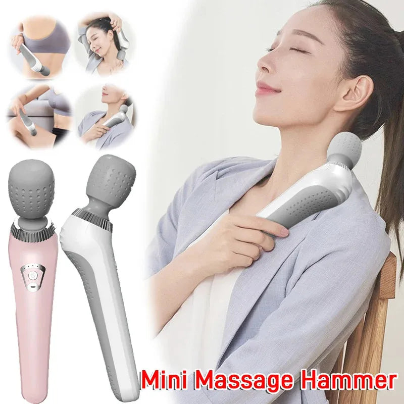 Deep Tissue Massage Gun USB Rechargeable Portable Full Body Muscle Massage 5-speed Adjustable Fascia Gun Pink and Black