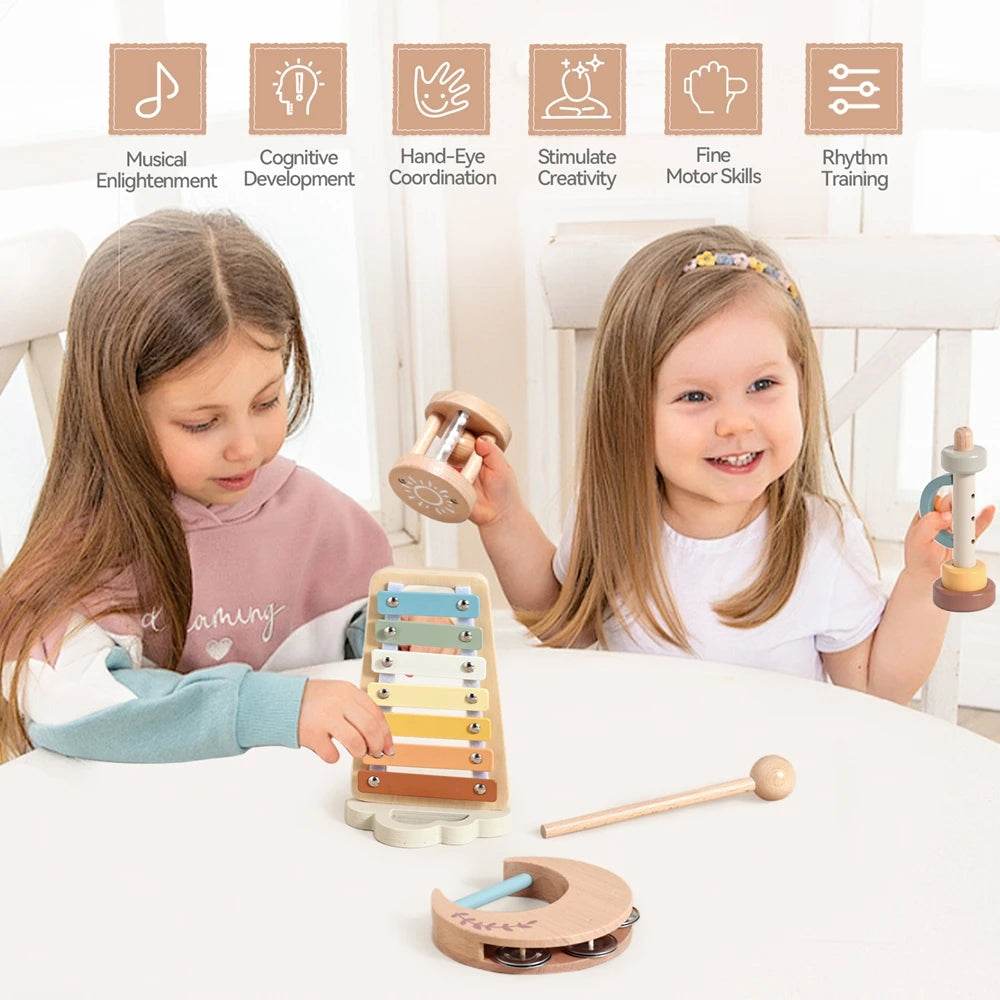 Musical Instruments Montessori Music Baby 0 12 Months Toys Drum Xylophone Kids Early Educational Wooden Instruments Baby Toys - AIAZ