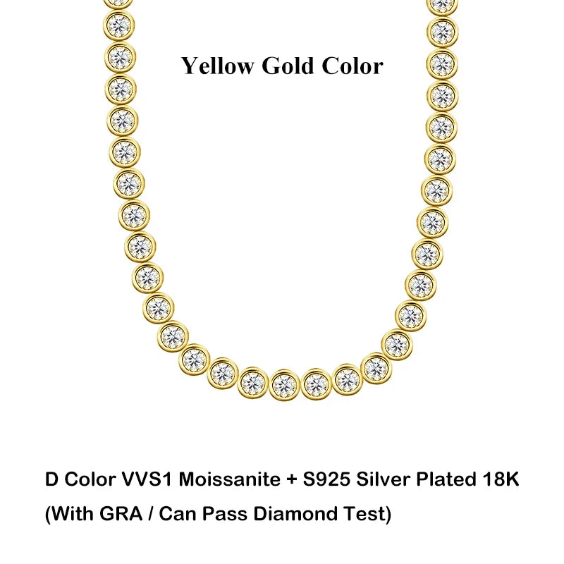 EWYA Luxury Bubble 2/3mm D Color Full Moissanite Tennis Necklace for Women S925 Silver Plated 18K Diamond Neck Chain Necklaces