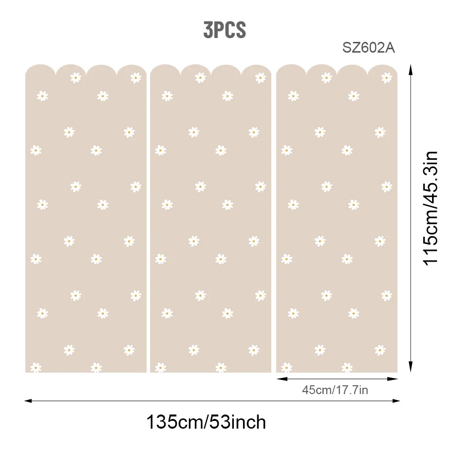 Boho Flower Daisy Scalloped Wallpaper Nursery Child Wall Art Kids Room Girls Bedroom Home Decor Waterproof Peel and Stick