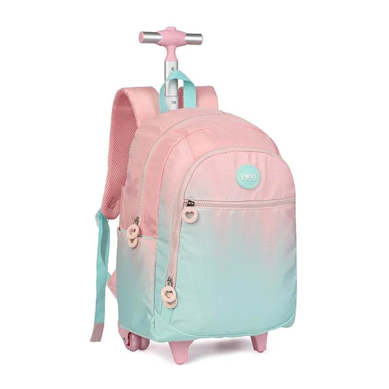 School Backpack Set Rolling Backpack for Girls Students Wheeled Backpack Trolley School Bag With Wheels Travel Luggage Book Bag - AIAZ