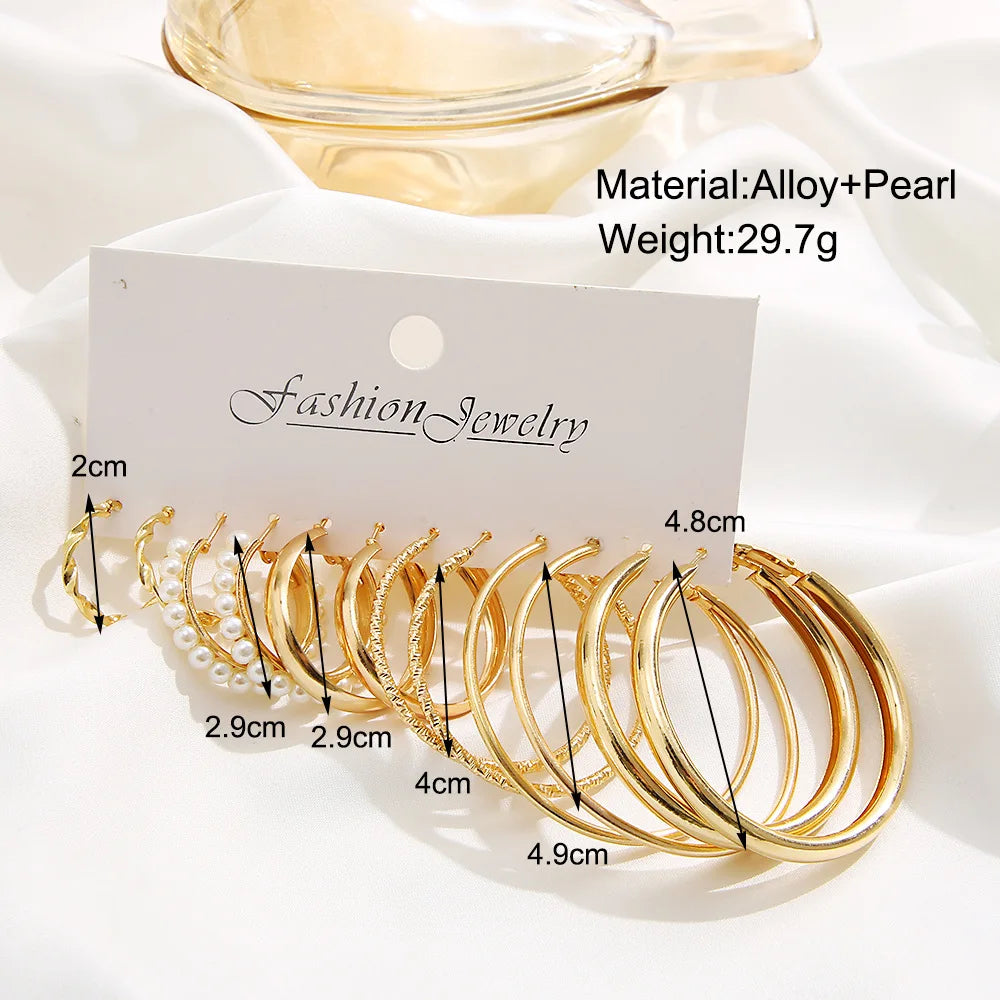 6 Pairs Gold Silver Plated Hoop Earrings Set for Women Lightweight Chunky Ear Ring Multipack Hypoallergenic Jewelry for Gifts