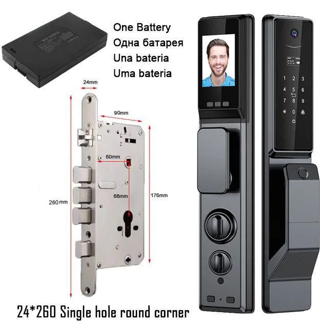 Tuya APP Facial Fingerprint Password With Camera Smart Door Lock Remote Voice Intercom Electronic Door Lock Fully Automatic