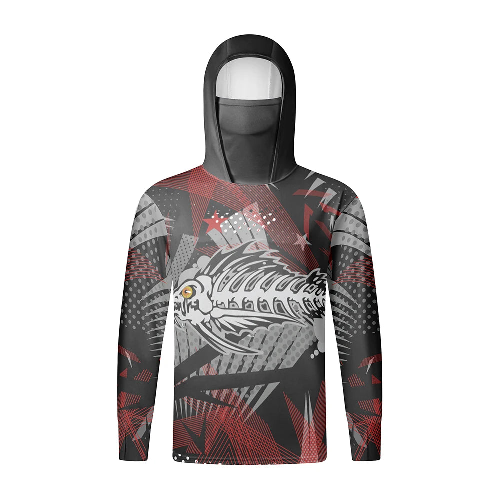 Fishing Shirts Long Sleeve Hoodie UPF 50+ T-shirt Tops Sun Protection Jersey Men's Face Mask Fishing Clothes