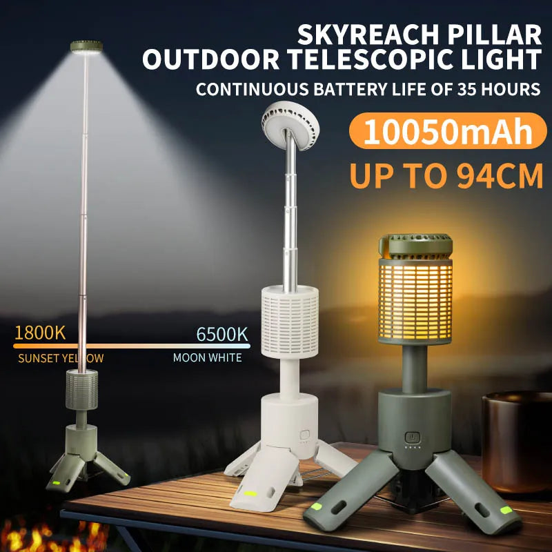 Folding Camping Light Portable Telescopic Lanterns Built-in 10000mAh Outdoor Waterproof Magnetic Lamp With Triangle Stand Base