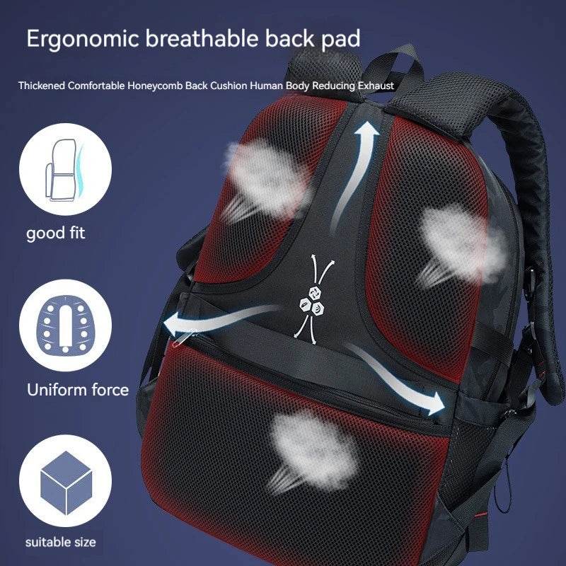 Backpack Primary School Middle School Students High School Bags Large Capacity Ultra-light Load Reduction Outdoor Travel Busines - AIAZ