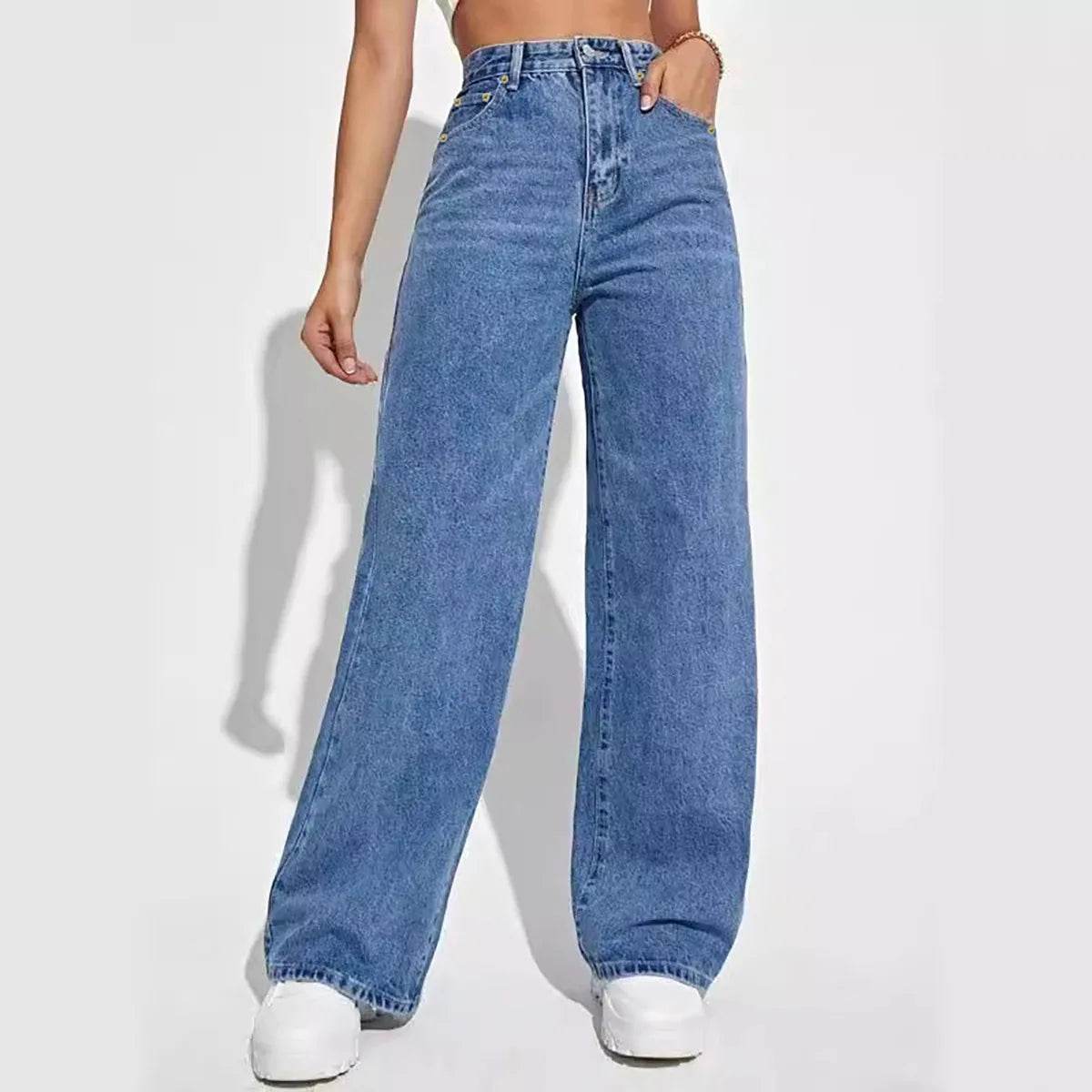 Women Jeans 2025 New Women Wear European And American Loose Denim Wide Leg Pants Slim High Waist All-Match Jeans For Women H300 - AIAZ