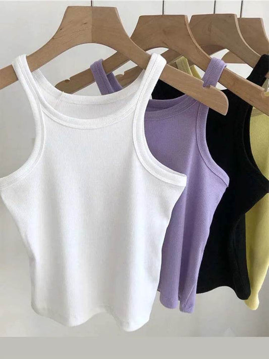 2024 Women Tank Tops Sexy Cropped Top Female Women Summer Camisole Camis Black White Sport Clothes For Women - AIAZ