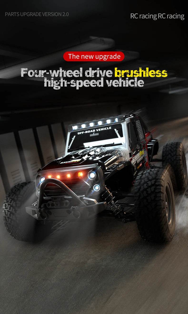 16103PRO 2.4GHz 70KM/H Professional RC Car: Brushless Motor, 1:16 Scale 4WD High-Speed Off-road Climbing Vehicle Wtith LED Light - AIAZ