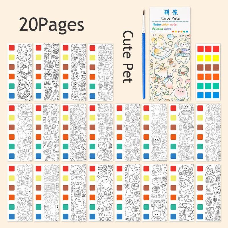12Pages Coloring Books Portable Watercolor Painting Book Graffiti Picture Books Painting Drawing Toys For Children Gift - AIAZ