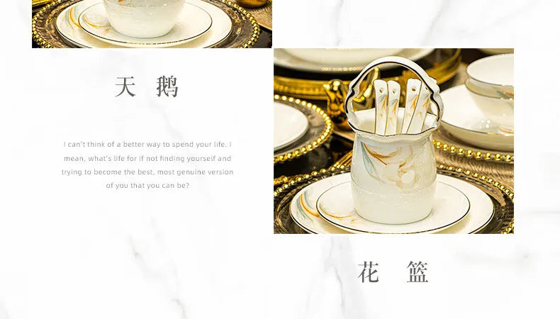 2025 New Jingdezhen High-end Bowl Plate Tableware Set For Housewarming Gift Bone China Bowl, Chopsticks Plate Set Gift Giving