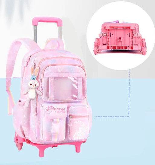 School Rolling backpack Bags school wheeled backpack for girls kids School trolley bag for girls school bag wheels for girls - AIAZ