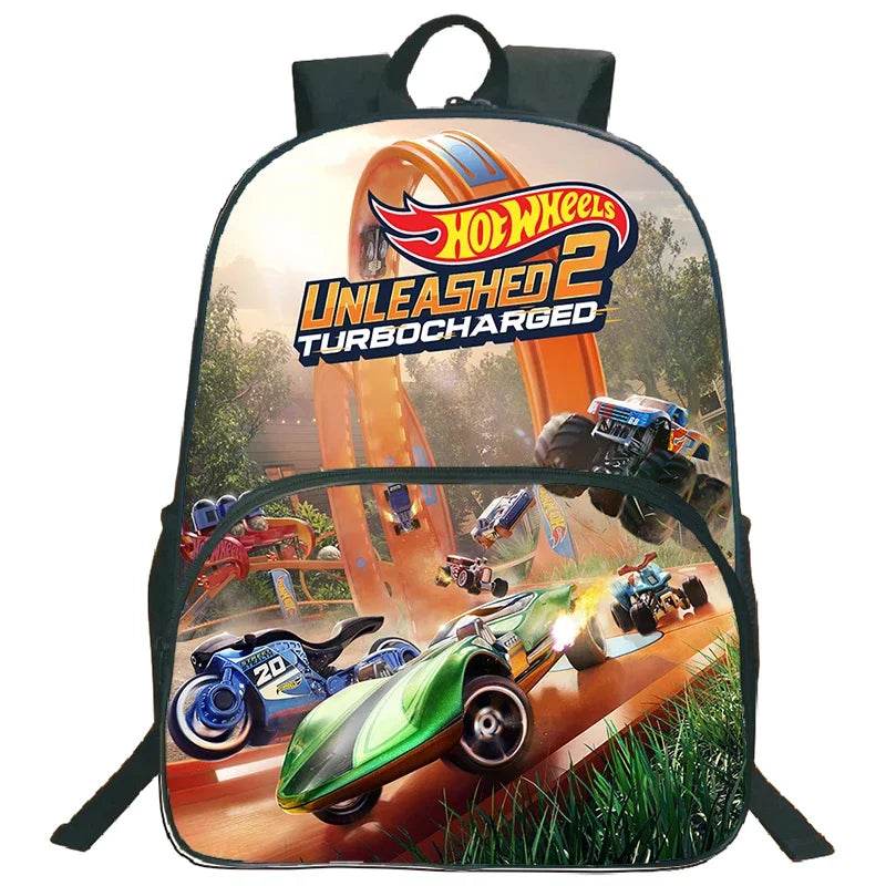 Hot Wheels Let's Race Print Backpack 3pcs Set Boys Girl Child School Bookbag Large Capacity Student Backpack Back to School Gift - AIAZ
