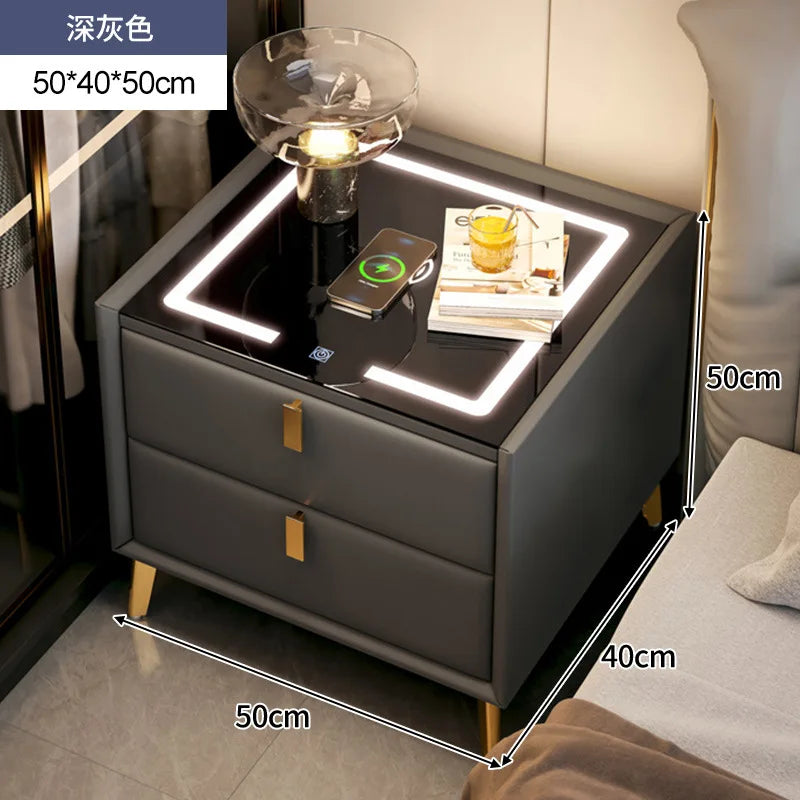 Intelligent Bedside Table Wireless Charge Three Color Night Light Bluetooth audio USB Interface Nightstands Bedroom Furniture