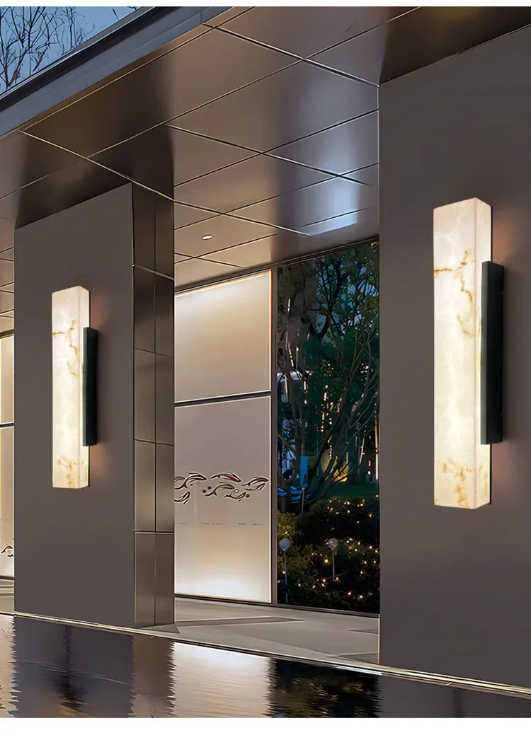 Modern Minimalist Outdoor Waterproof IP65 Lmitated Marble LED Wall Light AC85~265V Stainless Steel Porch Lamp For Street Adorn
