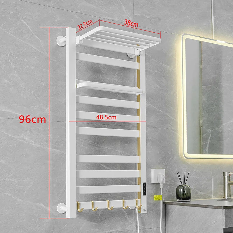 Smart Home Electric Heated Towel Rail Grey Electric Bathroom Bath Towel Dryer Warmer Heaters Punch Free Towel Rack Radiator 110v