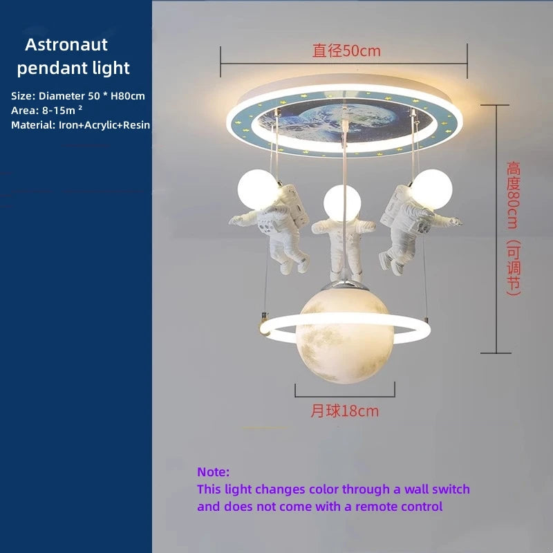 Hot Selling Creative Astronaut Children's Pendant Lights Cartoon Bedroom Lights  Decorative Lighting Fixtures Tri Colored Light