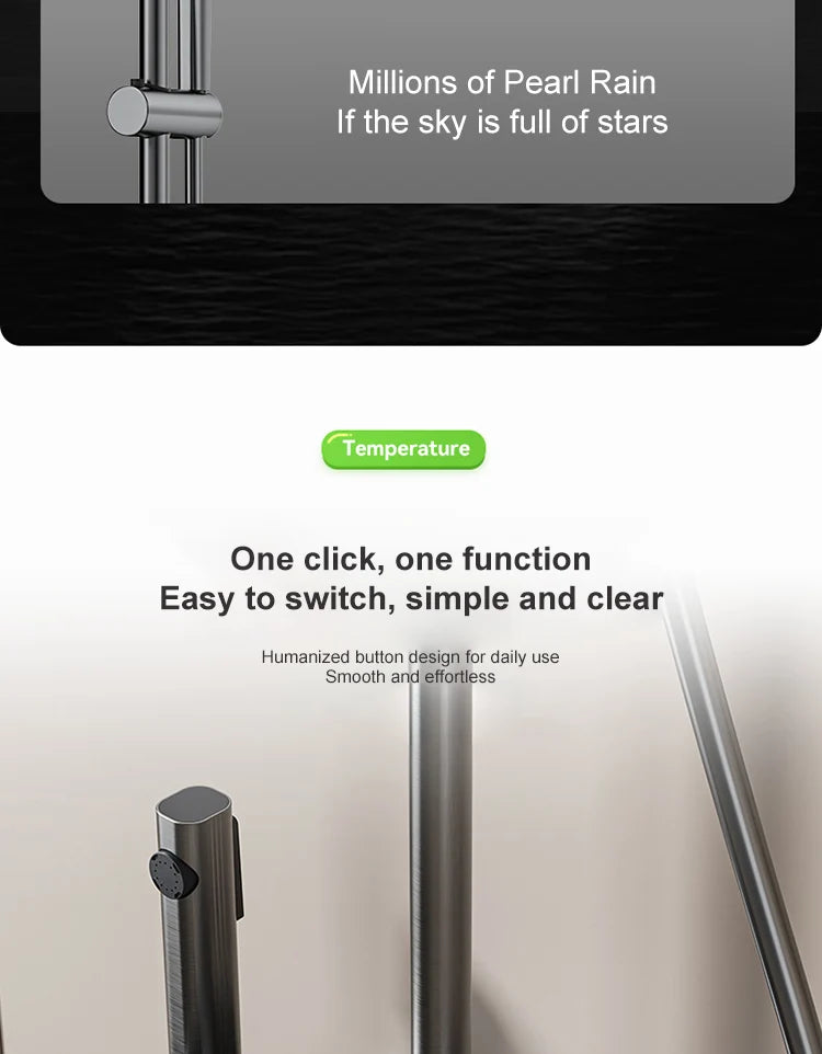 Bathroom Shower Full Set Gray Digital Display Shower System Set  Piano Button With Ambient Light Faucets Shower Head