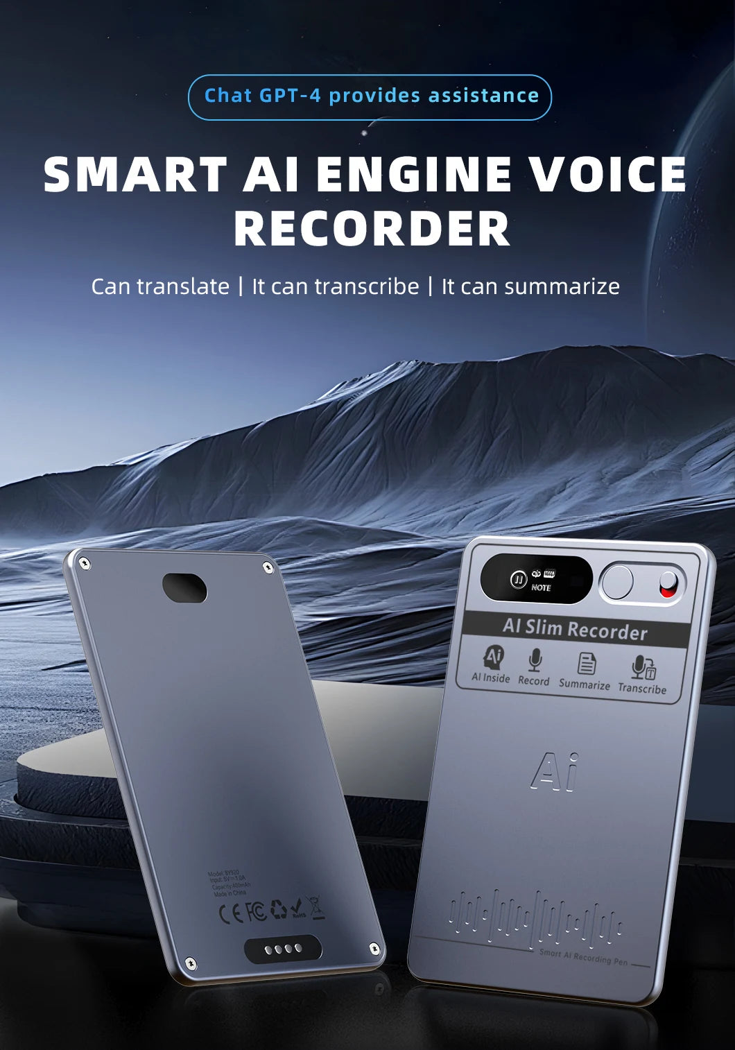 AI Voice Recorder, AI Notetaking Device for Meetings, Lectures, Calls, AI Transcription & Summarization Support 118 Languages