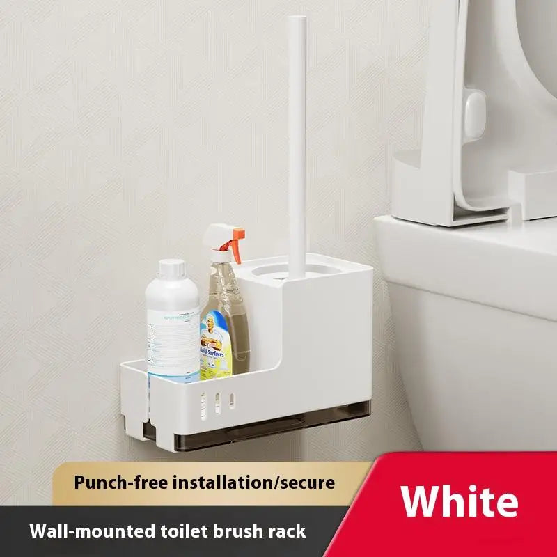 Bathroom Toilet Brush Holder Cleaning Tools Space Aluminum Wall Mounted No Drill Vertical Toilet Brush Bathroom Accessories