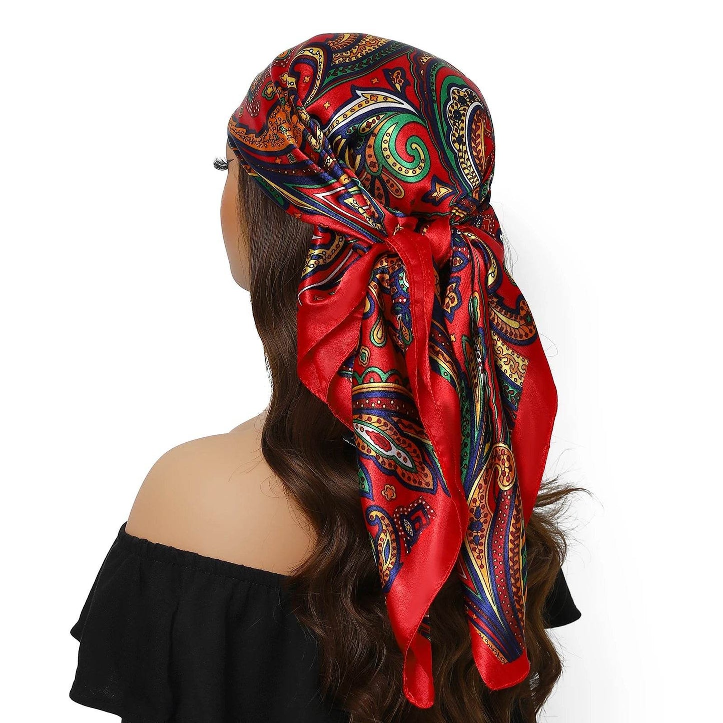 Head Scarf Women Luxury Brand Square 90*90cm Silk Foulard Satin Bandana Cheveux Soft Neckerchief Hijab Hair Scarves For Ladies - AIAZ