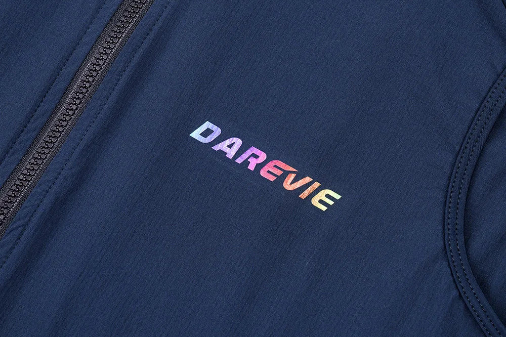 DAREVIE Cycling Vest Windproof Cycling Wind Gilet Waterproof 2 Way Zippers Cycling Windbreaker Back Zipper Pockets Men Women