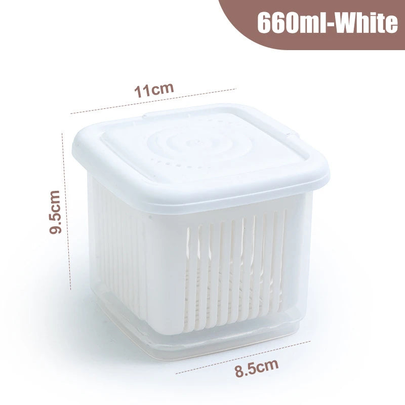 Double-layer Refrigerator Storage Box Ginger Scallion Onion Containers Sealed Fruits Vegetables Drain Crisper Kitchen Supplies