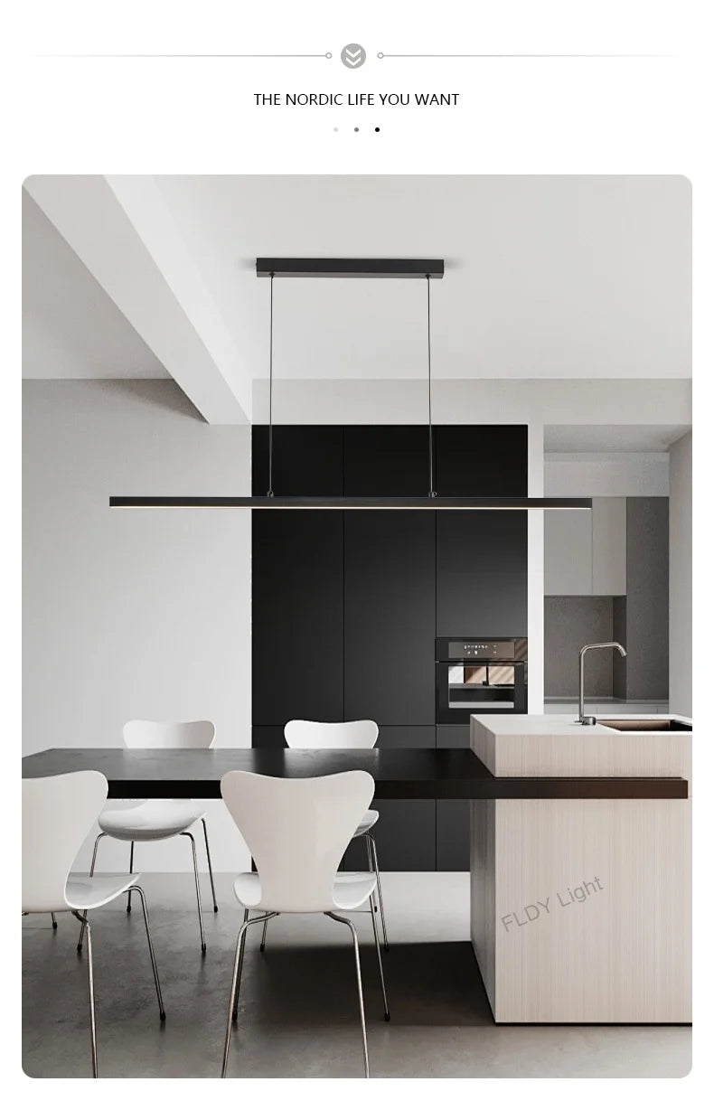 Long strip restaurant chandelier simple modern one-line minimalist ultra-thin bar desk chandelier designer dining table chandeli