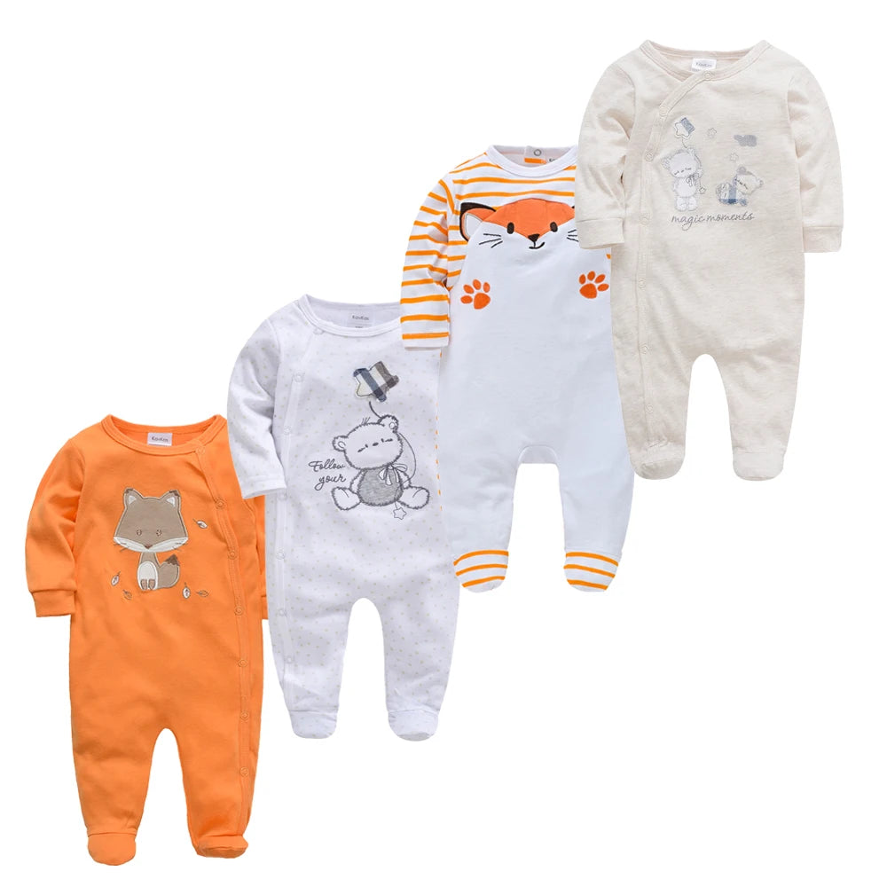 3/4 Pcs a lot Kavkas Baby Boy Rompers Newborn Cotton Girls Clothes Long Sleeve Summer Soft Jumpsuit O-neck 0-12m Onesie Clothing
