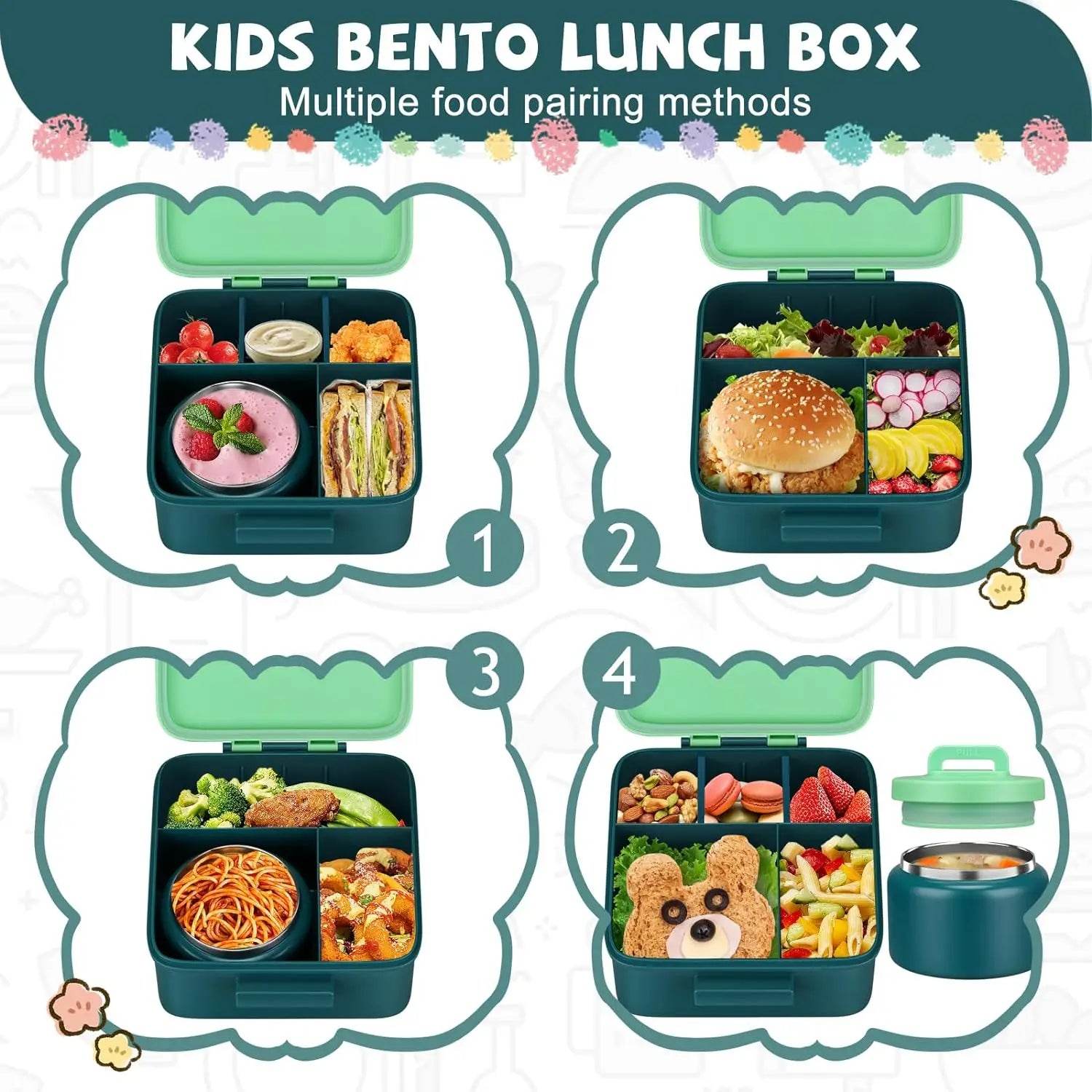 Bento Lunch Box With 8oz Stainless Steel Insulated Vaccum Food Jar - AIAZ