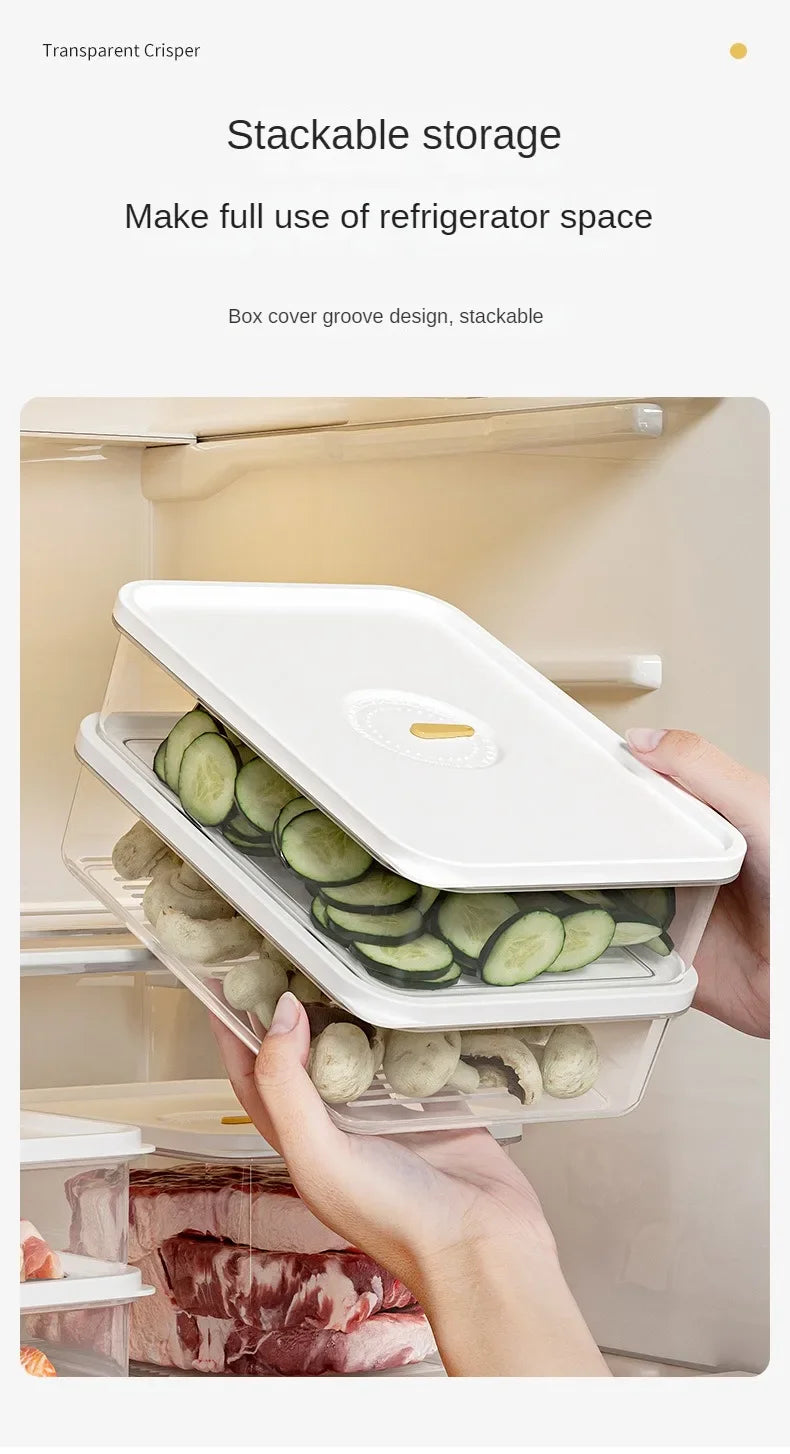 6PCS Thickened Storage Boxes Refrigerator Frozen Meat Dispenser Food Grade Crisper Food Seal Timing Box Kitchen Storage Supplies