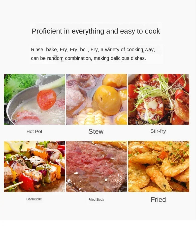 220V Korean Style Non-Stick Electric Grill Pan for Smokeless BBQ, Hotpot and Griddle Cooking at Home A