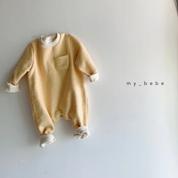 2025 Autumn New Baby Boy Girl Long Sleeve Romper Cotton Newborn Fashion Striped Jumpsuit Infant Simple Casual Clothes 0-24M