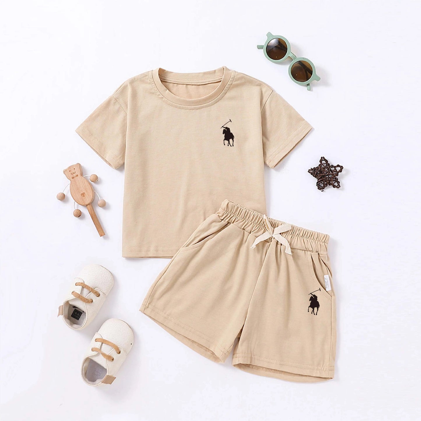 Summer Cotton Toddler 2pcs Boys Girls Printed Round Neck Top + Shorts Set Comfortable Skin-friendly Casual Clothing 2024 New