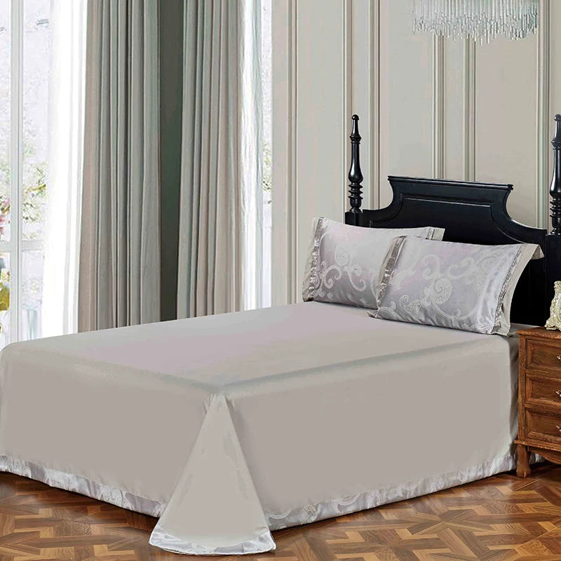 Sliver Gold Luxury Silk Satin Jacquard duvet cover bedding set queen king size Embroidery bed set bed sheet/Fitted sheet set