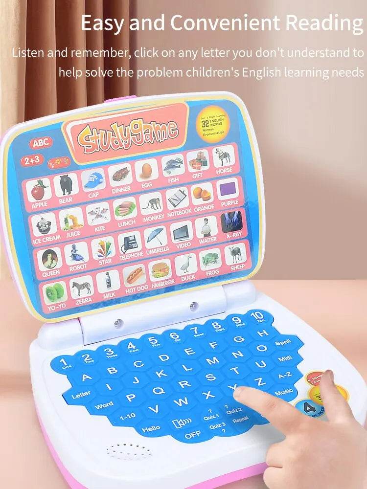 English Learning Small Laptop Toy for Kids 2-3 Years. Boys and Girls Computer for Aphabet ABC.Numbers.Words.Spelling.Maths.Music - AIAZ