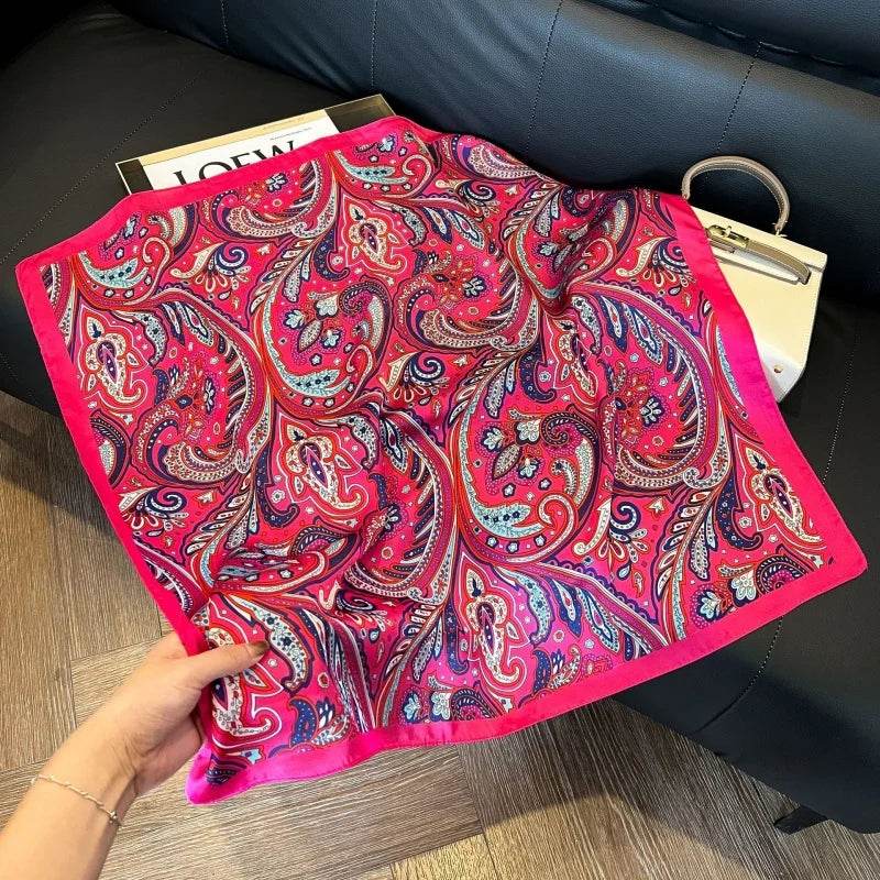 2024 New Leopard Print Square Scarf Women's Imitation Silk Scarf Casual Versatile Decoration Small Neck Scarf 70CMx70CM - AIAZ