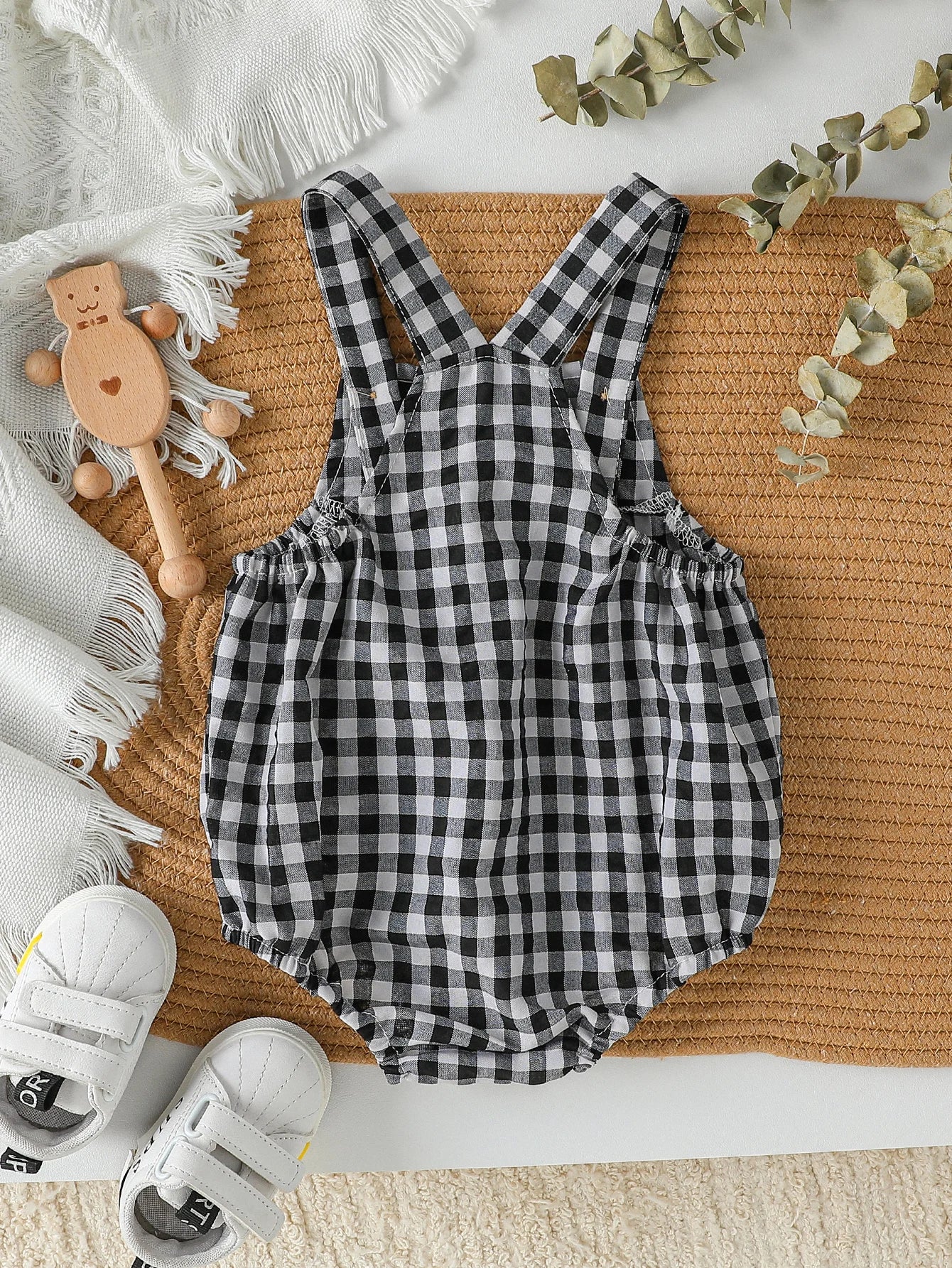 Suspenders Baby Boys Sleeveless Summer Plaid Green jumpsuit Japan&Korean Streetwear)