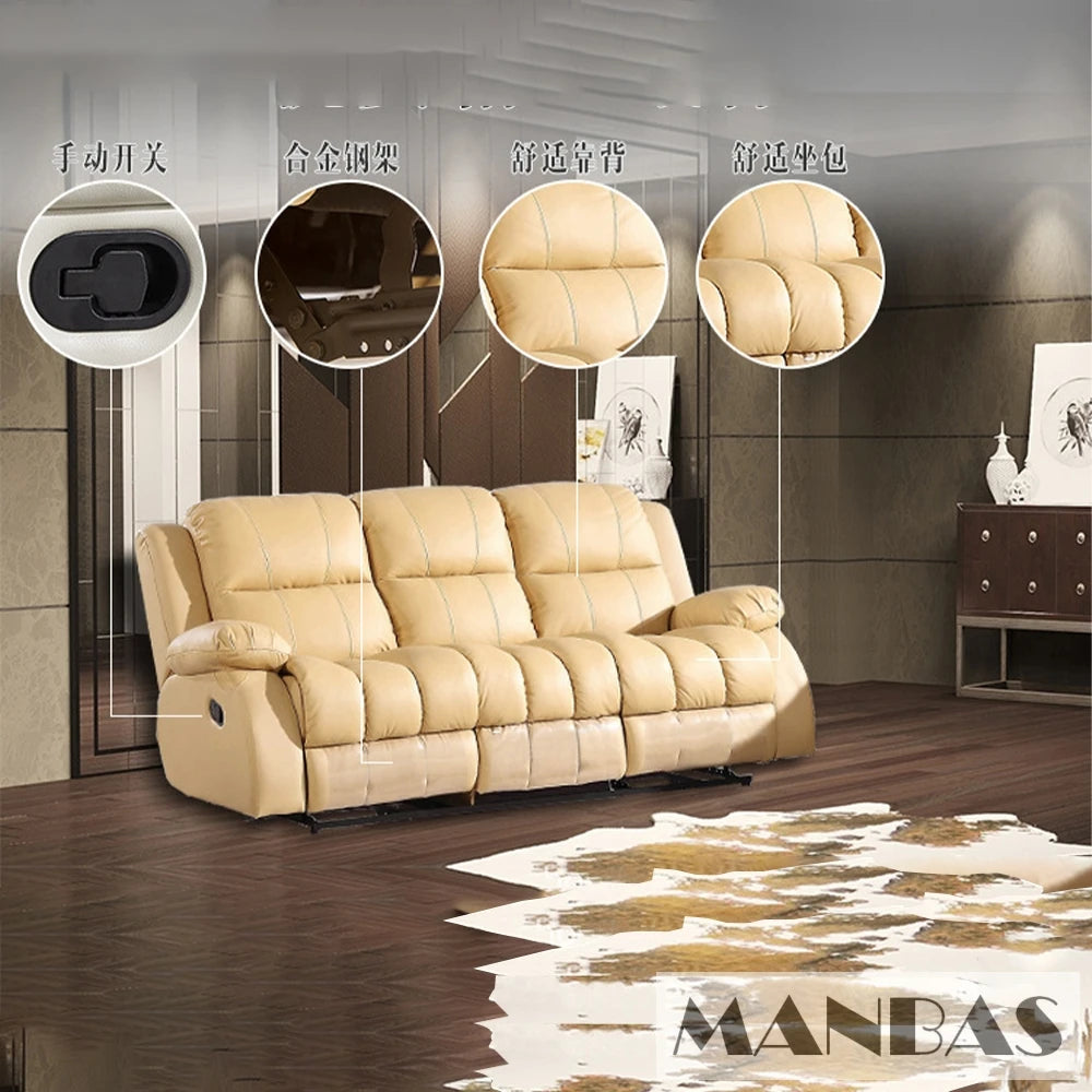 MINGDIBAO Manual / Electric Recliner Sofa Genuine Leather Couch for Livingroom Theater Seat Cinema Recliner Multifunctional Sofa