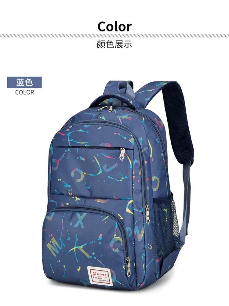 Three piece set of large capacity school backpack versatile letter printed casual backpacks junior high school student schoolbag - AIAZ