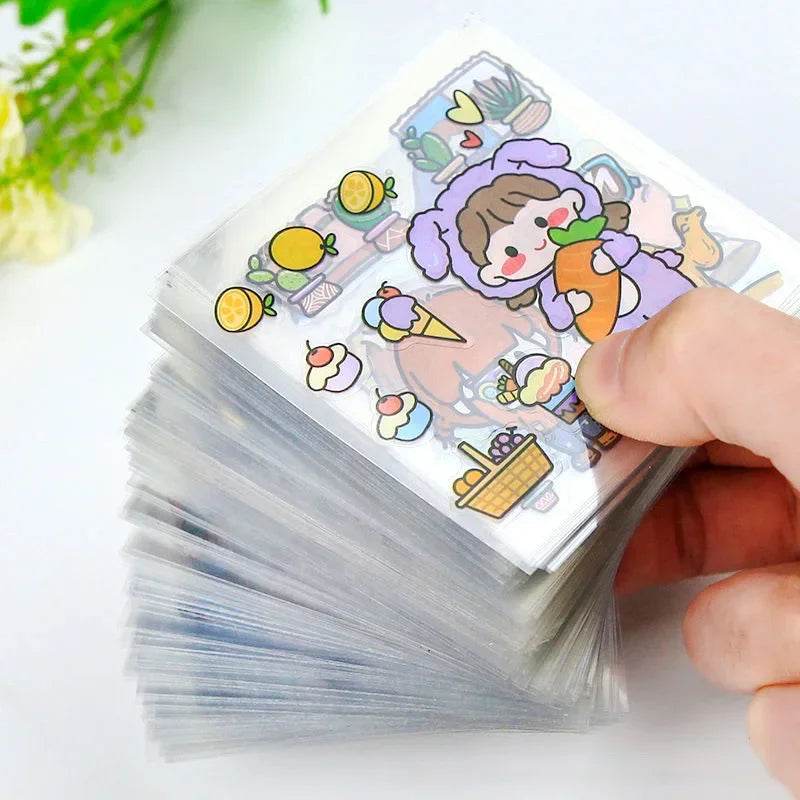 100 PCS Kawaii Stationery Stickers Back to School Supplies Adhesive Paper Cartoon Pattern Decoration Aesthetic DIY Scrapbook - AIAZ